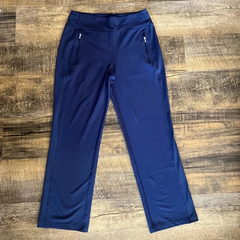 Athleta Pants Womens Size 10 Blue Fairway Golf High Rise Zipper Pockets